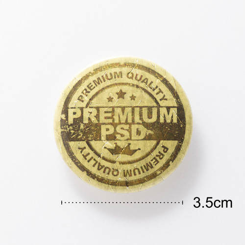 ヴィンテージ風 「PREMIUM PSD」 缶バッジ 缶バッチ【3.5cm