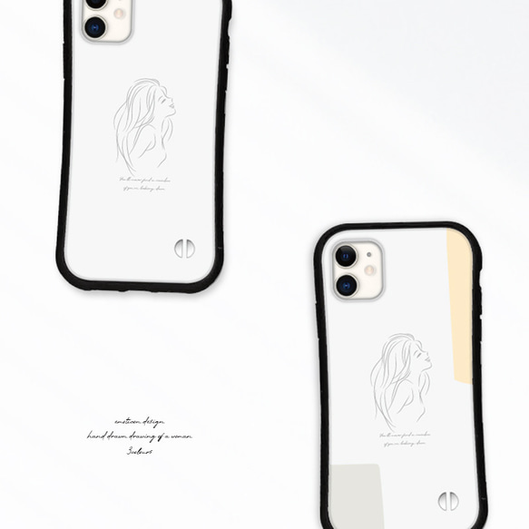 スマホケース iPhone15 14 pro 13 mini se iface型 アイフォン カバー 線画 送料無料 2枚目の画像