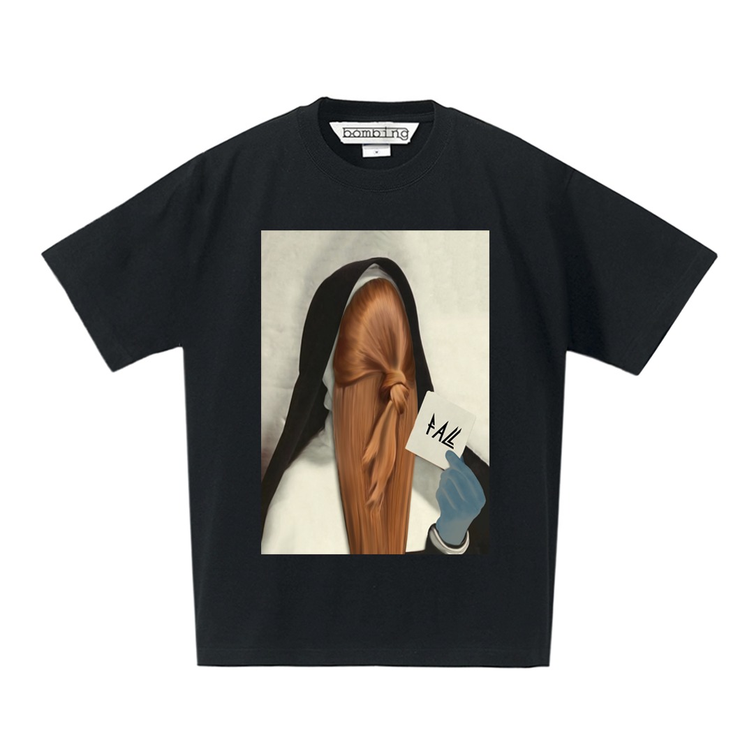 【 Q 】　ブラックボディ　アートデザイン　ビッグシルエットTシャツ　【 インクジェット 】