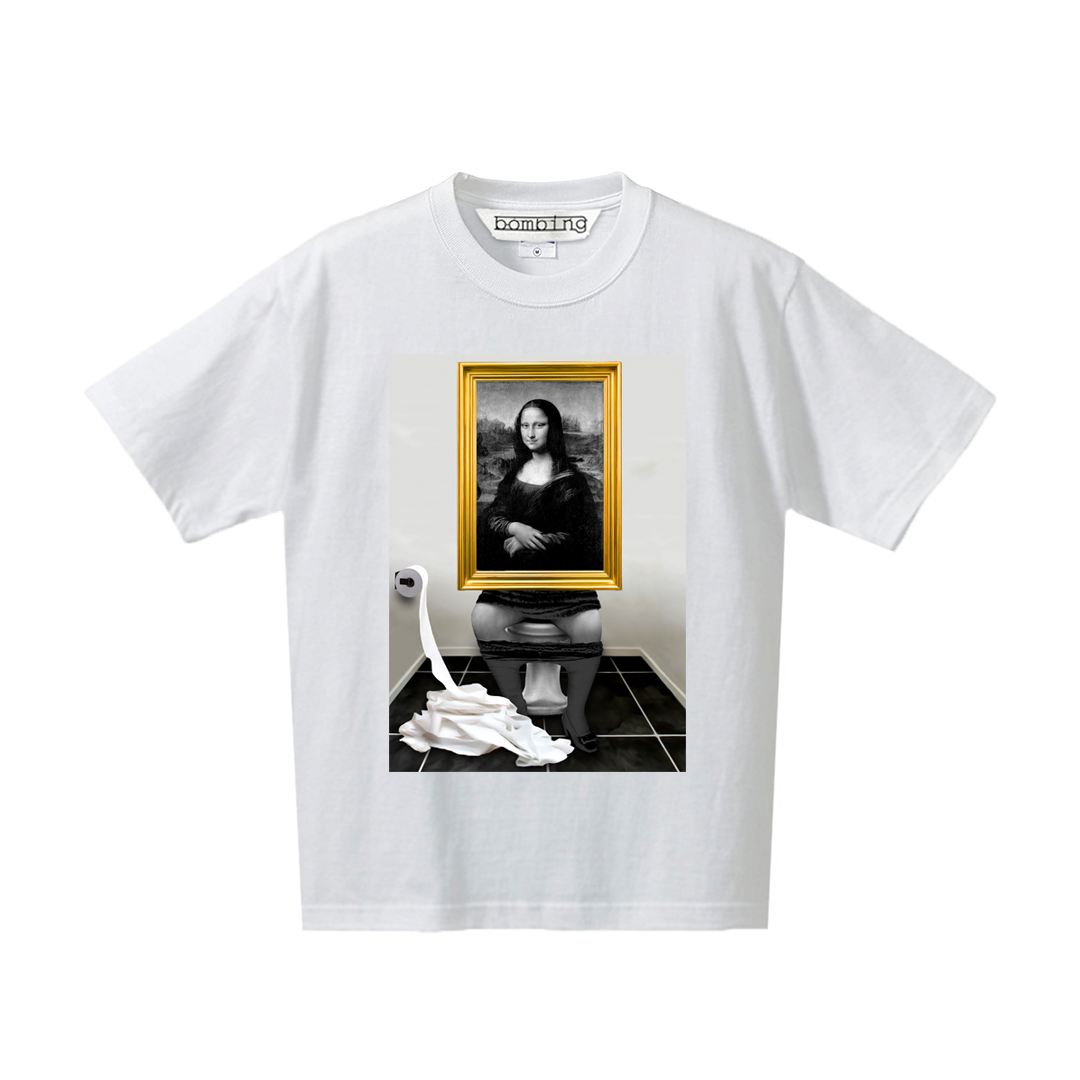 【 泉 】　デザインアート　モナリザパロディ　ホワイトTシャツ　【 インクジェット 】