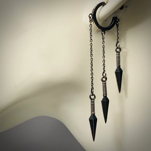 三連クナイ のチェーンピアス 〜sv925〜 ピアス（フック・チェーン