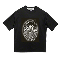 【 STRAY CAT CYCLES 】レトロブラック　デザインアート　ブラックTシャツ　【 インクジェット 】 3枚目の画像