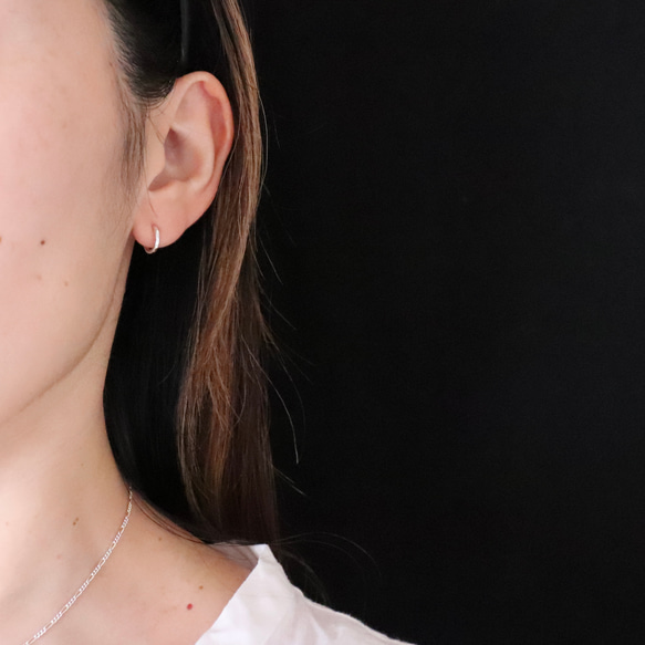 freckle.【1.5 SSS×つちめ×silver×両耳用 】フープ ピアス/メンズ/受注制作/小さい/極小/細め 16枚目の画像