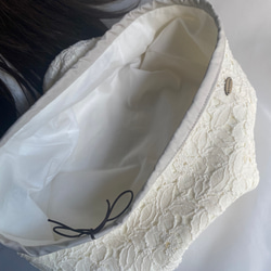 capellaコーデしやすいオフホワイト　コードレース刺繍のベレー帽 8枚目の画像
