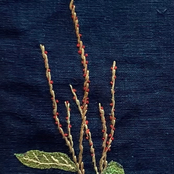 藍染め地に水引草の刺繍入りポシェット　スマホショルダー　　(1) 5枚目の画像