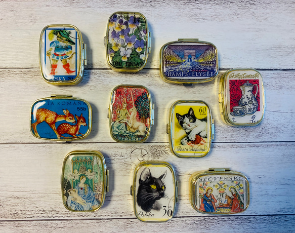 〔ピルケース〕おしゃれでかわいい！持ち運びしやすい外国切手のケース（フィンランド　すみれ）ラッピング無料！プレゼントにも 17枚目の画像