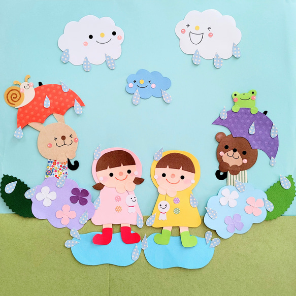 雨の日』壁面飾り*☂︎*̣̩⋆̩受注制作 雑貨・その他 ててのん