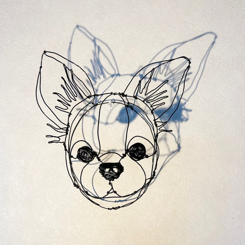 犬 チワワ ロングコート ワイヤークラフト ワイヤーアート - た