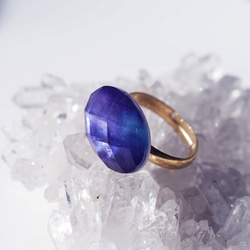 ブルーシェルと水晶による虹の光抱くリング　～朧夜（おぼろよ） 4枚目の画像