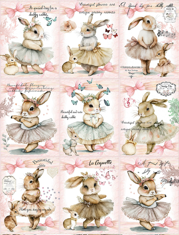 オリジナル 生地 ブロックデザイン ハンドメイド素材 クラフト ウサギ