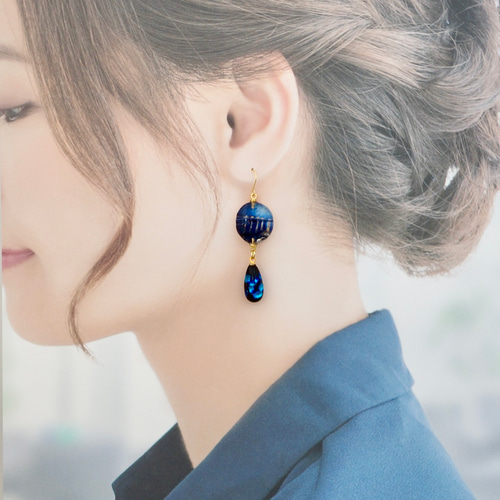 ゴッホ展】コロンと可愛い星月夜 with ホタルのしずく〔ピアス