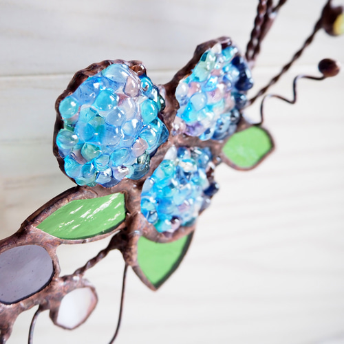 ステンドグラスの紫陽花リース アートフラワー Unit Glass Studio 通販
