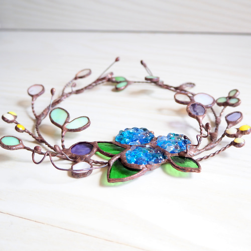 ステンドグラスの紫陽花リース アートフラワー Unit Glass Studio 通販