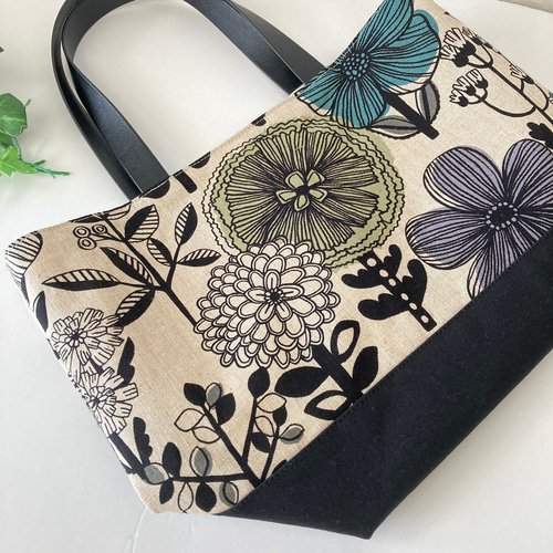 ☆北欧風花柄バッグ 大柄花柄 トートバッグオシャレ☆ トートバッグ 