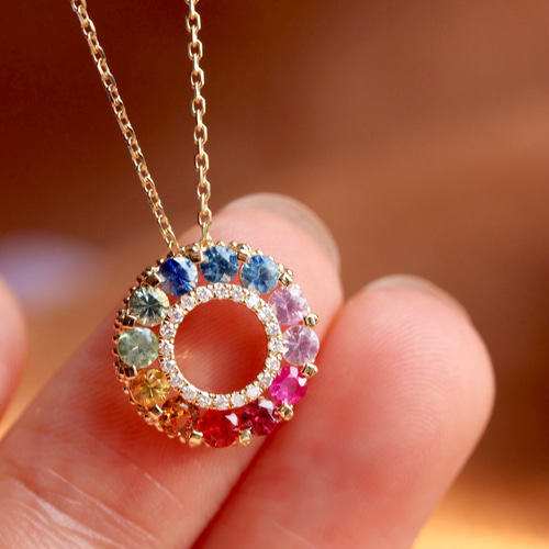 非加熱❗️VENDOME AOYAMA✨k18ファンシーカラーサファイアネックレス 非加熱❗️VENDOME AOYAMA✨k18ファンシーカラーサファイアネックレス