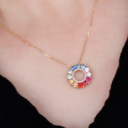 ファンシーカラーサファイアネックレスk18 ネックレス・ペンダント  