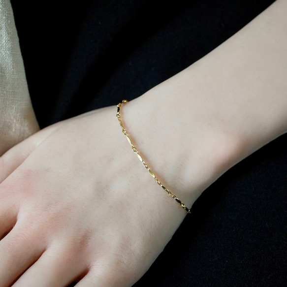 華奢な煌めき◇シンプルバーチェーンブレスレット◇K14GF