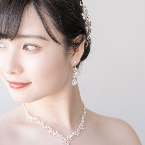 ◇ピアスorイヤリング ネックレス◇ウェディング アクセサリー セット