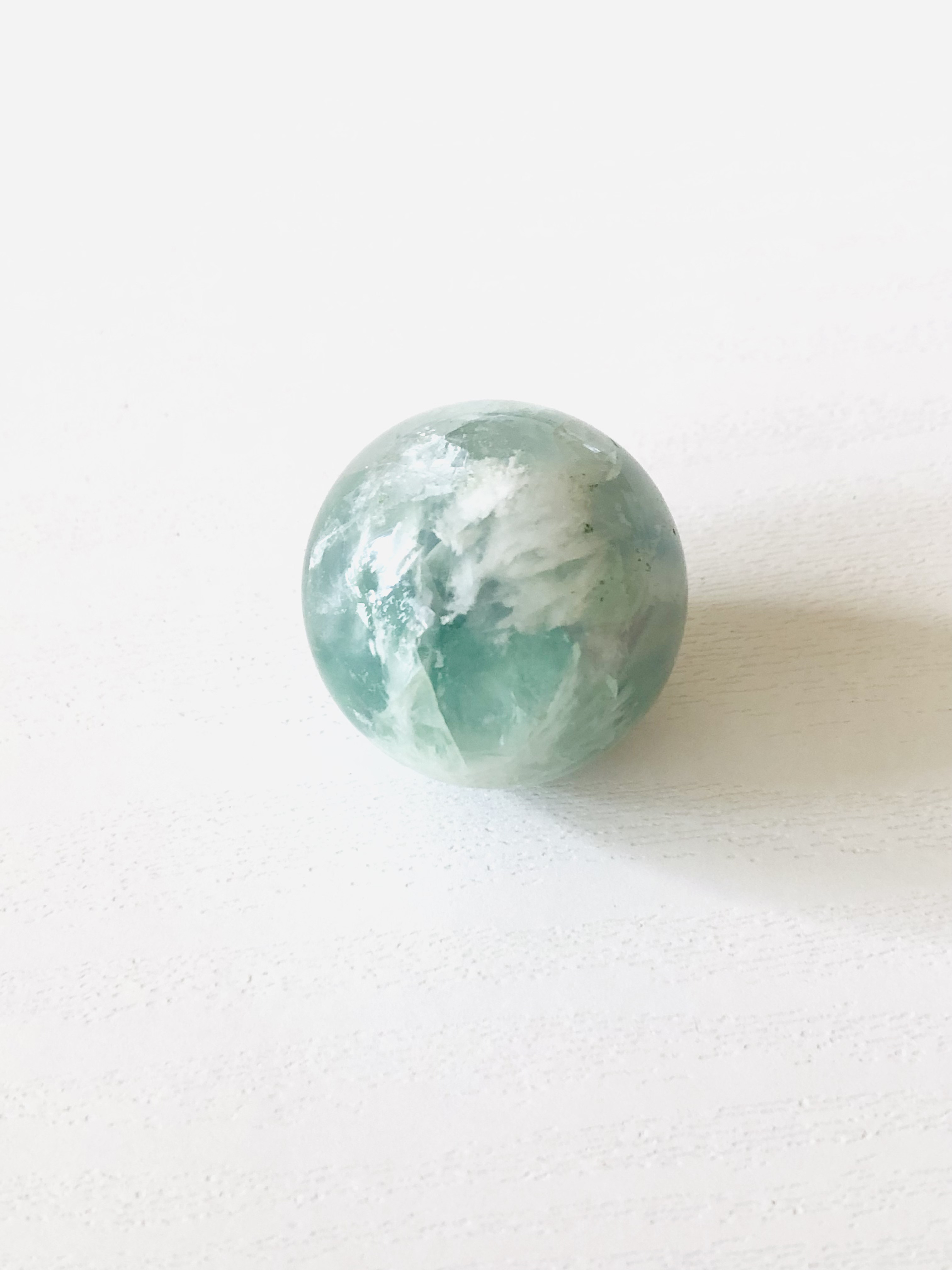 【新品】透明感ありでゼリーみたいな層があるフェザーフローライト　スフィア