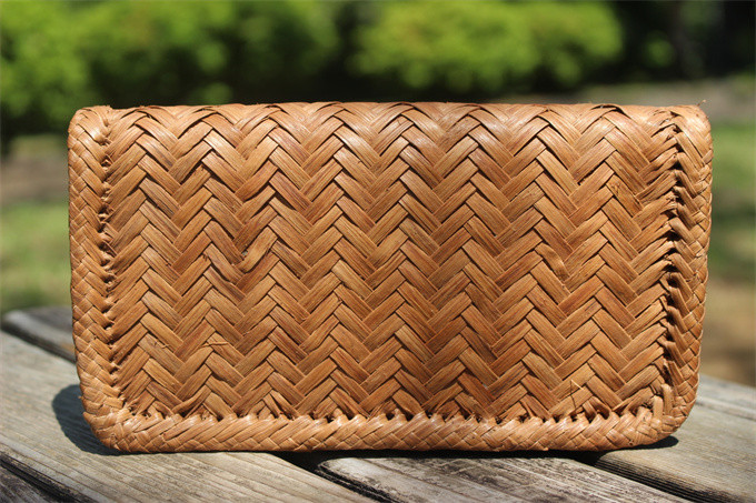 98200 長財布　山葡萄 籠 バッグ  小銭入れ　ポーチ財布 山葡萄かごバッグ カード入れ レザー 牛革 ハンドメイド