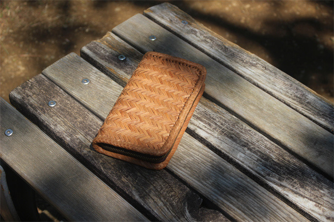 98200 長財布　山葡萄 籠 バッグ  小銭入れ　ポーチ財布 山葡萄かごバッグ カード入れ レザー 牛革 ハンドメイド