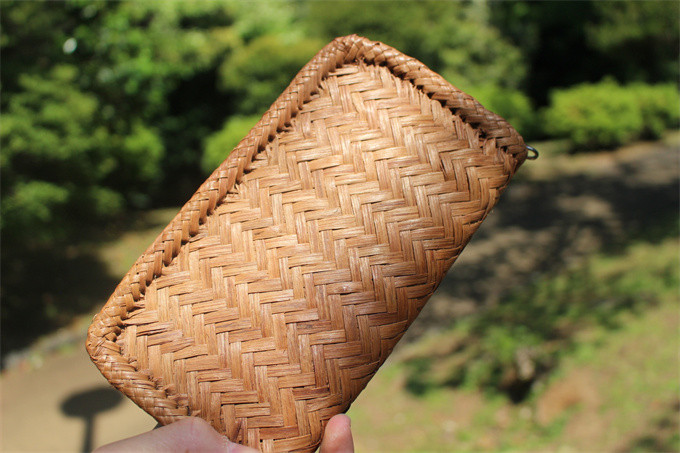 98200 長財布　山葡萄 籠 バッグ  小銭入れ　ポーチ財布 山葡萄かごバッグ カード入れ レザー 牛革 ハンドメイド