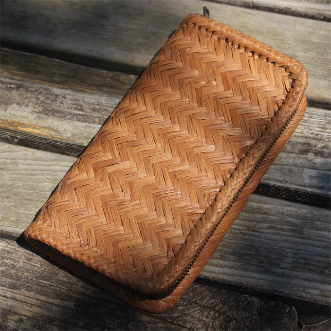 98200 長財布　山葡萄 籠 バッグ  小銭入れ　ポーチ財布 山葡萄かごバッグ カード入れ レザー 牛革 ハンドメイド