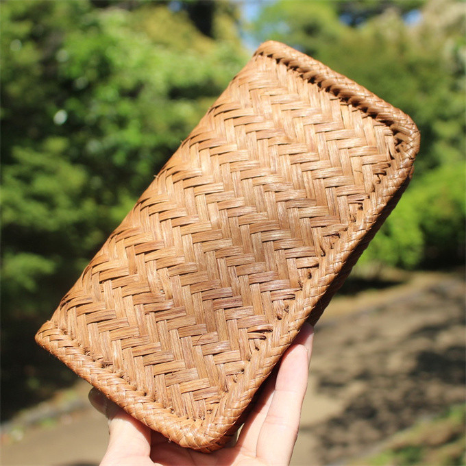 98200 長財布　山葡萄 籠 バッグ  小銭入れ　ポーチ財布 山葡萄かごバッグ カード入れ レザー 牛革 ハンドメイド
