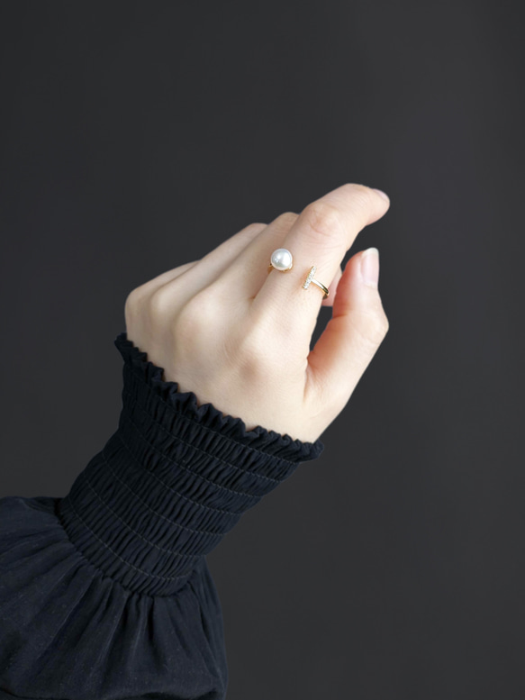 Akoya 珍珠首飾系列民間戒指巴洛克珍珠開口戒指 第6張的照片
