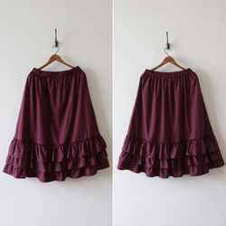 ⁂ラスト２　初夏ＳＡＬＥ　７７cm　段々 フリル裾ギャザー スカート  ペチスカートとしても上質コットンゆったりA55 12枚目の画像