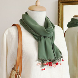 [Resale] OYA chiffon shawl [CHERRY] Ivy Green 第5張的照片