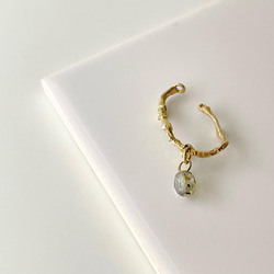 [twig cuff] Twig 耳夾/復古珠/橄欖色/黃銅 第4張的照片