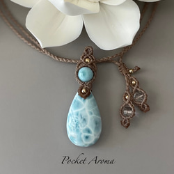 雲羽』高品質ラリマーのマクラメペンダントネックレス ネックレス