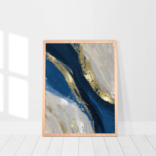 アートポスター 抽象画 水彩 ゴールド ネイビー 青 おしゃれ 北欧風