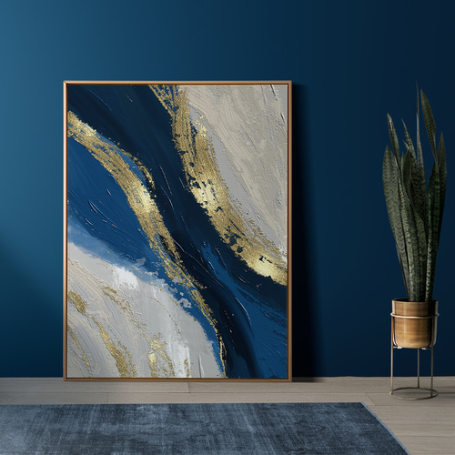 アートポスター 抽象画 水彩 ゴールド ネイビー 青 おしゃれ 北欧風