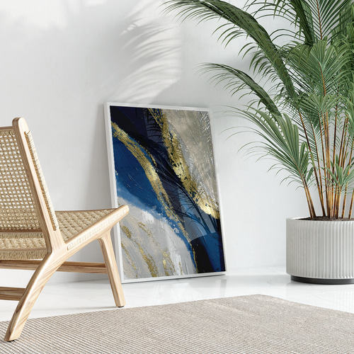 アートポスター 抽象画 水彩 ゴールド ネイビー 青 おしゃれ 北欧風