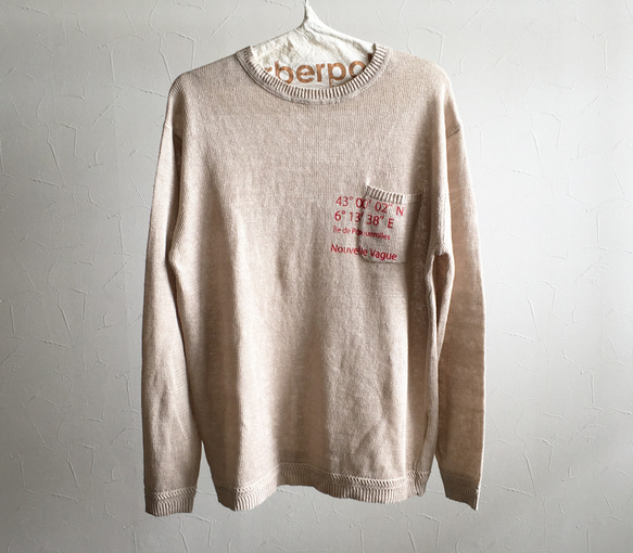 スラブリネンポケット付きプルオーバー/BEIGE 3枚目の画像