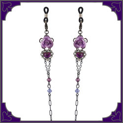 Rose玫瑰心玻璃繩眼鏡鏈面具鏈紫紫配飾女款 第1張的照片