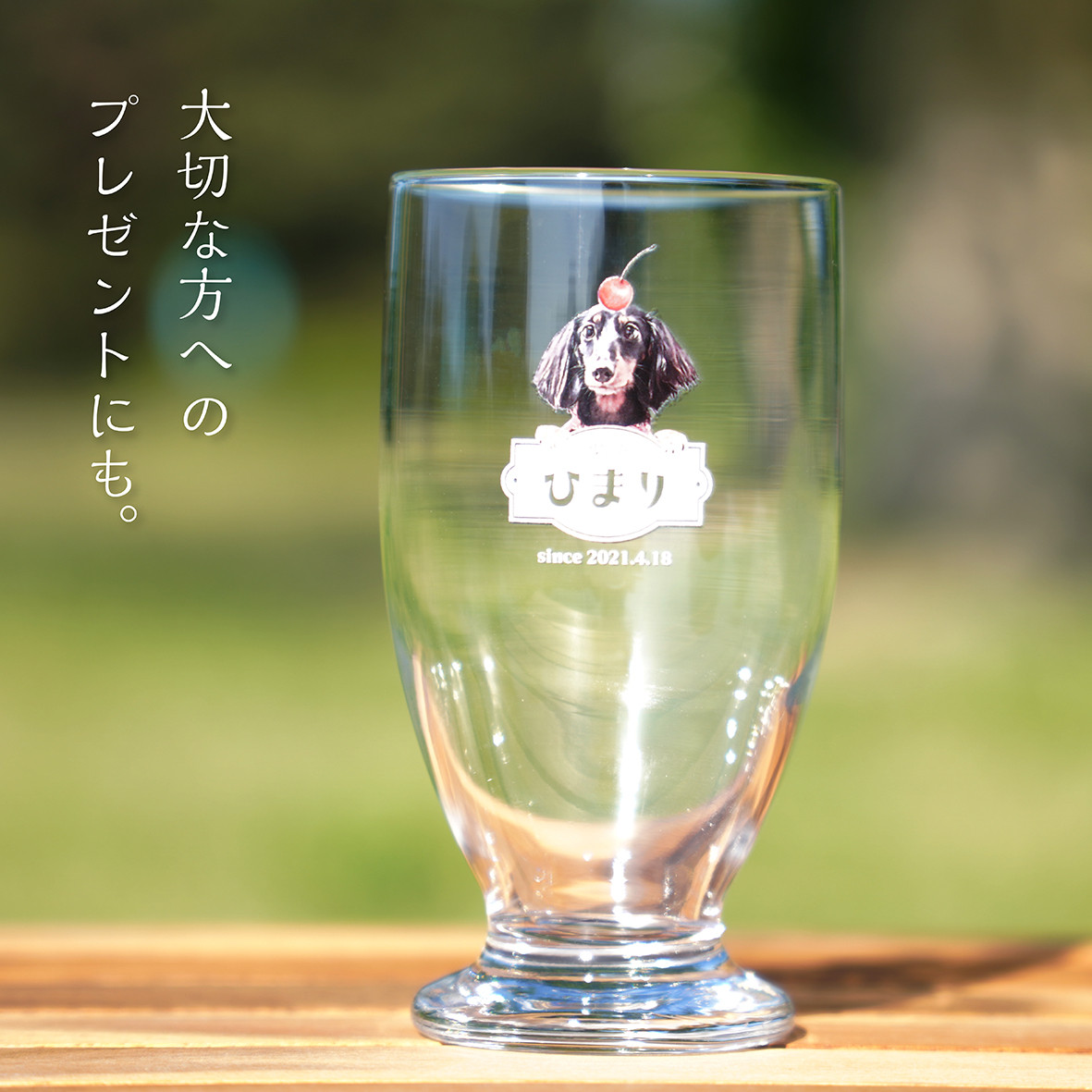 レトログラス ★犬猫 うちの子 ★オーダーメイド ★写真＋名入れ ★今流行りのレトロ喫茶風デザイン！