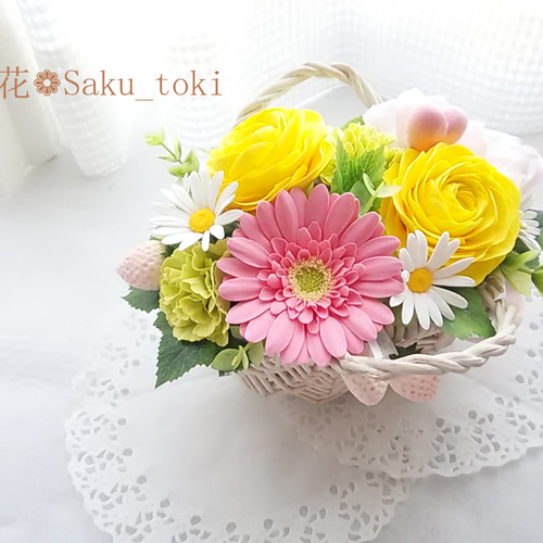 ❁ぷっくりハートがかわいい春のお花を詰め込んだクレイフラワー