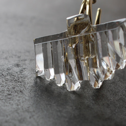 アール・デコヴィンテージガラスのイヤーカフ［ナイアガラ］透明/クリア/片耳用　pag042 4枚目の画像