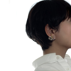 アール・デコヴィンテージガラスのイヤーカフ［ナイアガラ］透明/クリア/片耳用　pag042 10枚目の画像