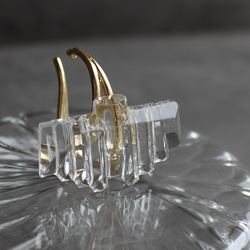 アール・デコヴィンテージガラスのイヤーカフ［ナイアガラ］透明/クリア/片耳用　pag042 7枚目の画像