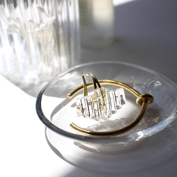 アール・デコヴィンテージガラスのイヤーカフ［ナイアガラ］透明/クリア/片耳用　pag042 12枚目の画像