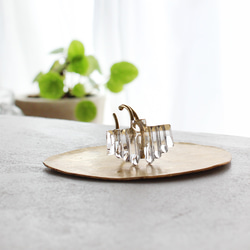 アール・デコヴィンテージガラスのイヤーカフ［ナイアガラ］透明/クリア/片耳用　pag042 6枚目の画像