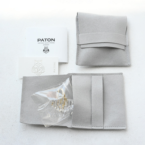 アール・デコヴィンテージガラスのイヤーカフ［ナイアガラ］透明/クリア/片耳用　pag042 14枚目の画像