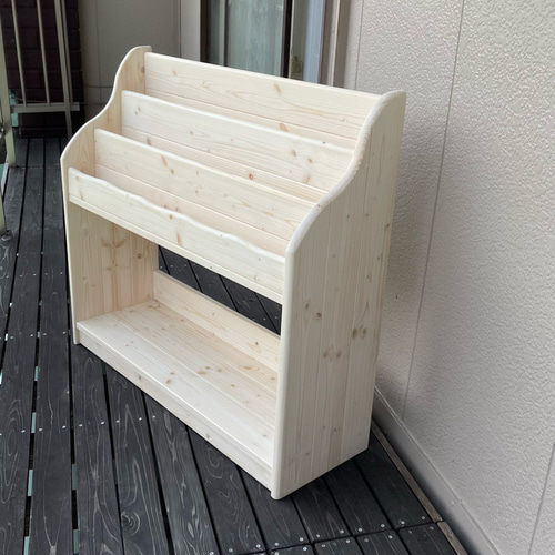 ★彡【新品】ビックサイズ　ホワイト（ワトコオイル）　ワイドＨタイプ　絵本棚 幅広 ホワイト（ワトコオイル）ワイドE仕切ナシ 絵本棚 本棚