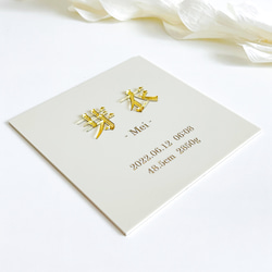 シンプル アクリル 命名書（アイボリー）名入れ オーダー ネームプレート　出産準備　オシャレ 名前札 2枚目の画像