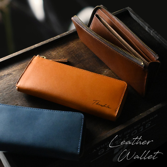 名入れ 財布 L字 ラウンドファスナー 革 長財布 栃木レザー ギフト