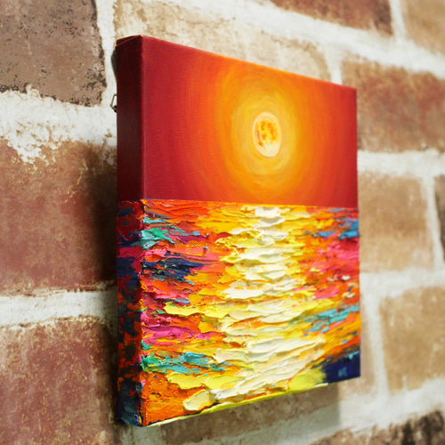 油絵 インテリアアートパネル【オレンジの月】 絵画 HR 通販